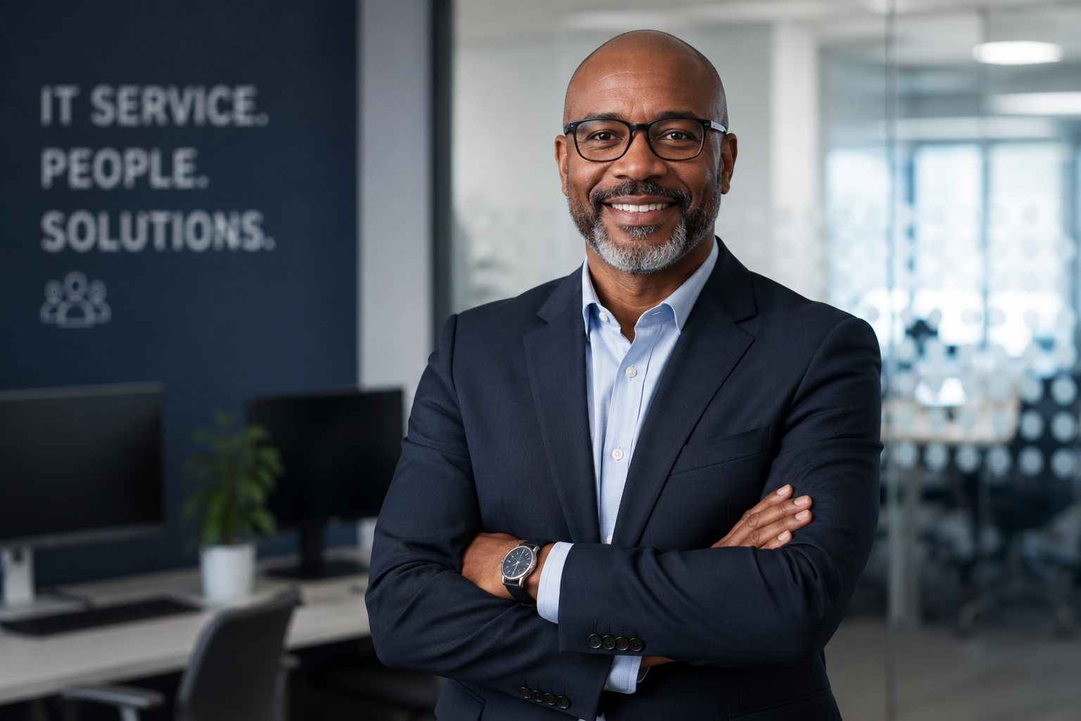 Professional consultant in a tech office environment